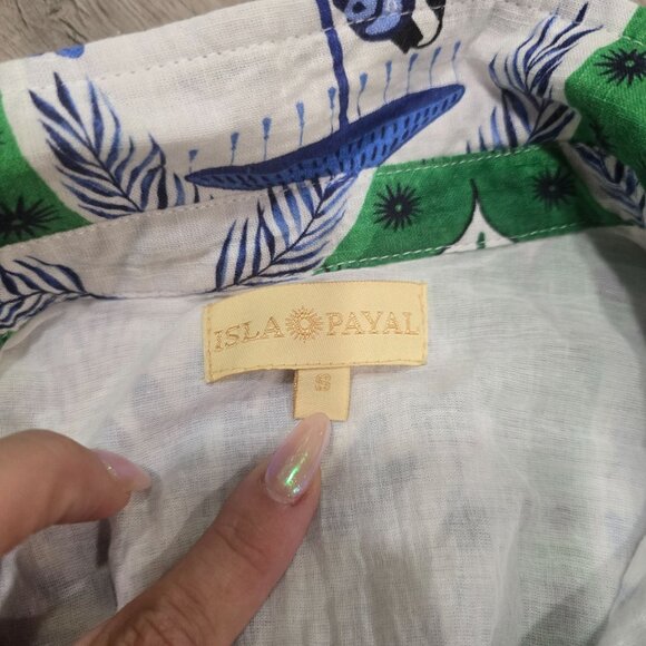 Isla Payal  COMO MIDI | MONKEY CHINOISERIE JADE & Blue Floral Print Maxi Dress S - Picture 4 of 12